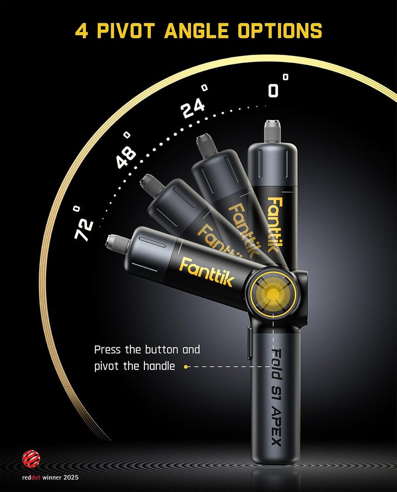 Fanttik S1 APEX مفك كهربائي، مفك بمقبض دوار، عزم دوران أقصى 7N.m، خياران للسرعة، 1/4''Hex، تفاعل مع الشاشة، أداة تقنية لهواة الأعمال اليدوية - إصدار فاخر - Image 3